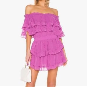 Misa Los Angeles Isella off the shoulder tiered ruffle mini dress